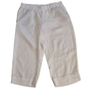 J. Jill Womens Pure Linen Pull-On High Rise Cropped Capri Pants White Size XL
